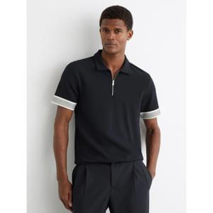 REISS Bruno Sleeve-Trim Half-Zip Polo Shirt